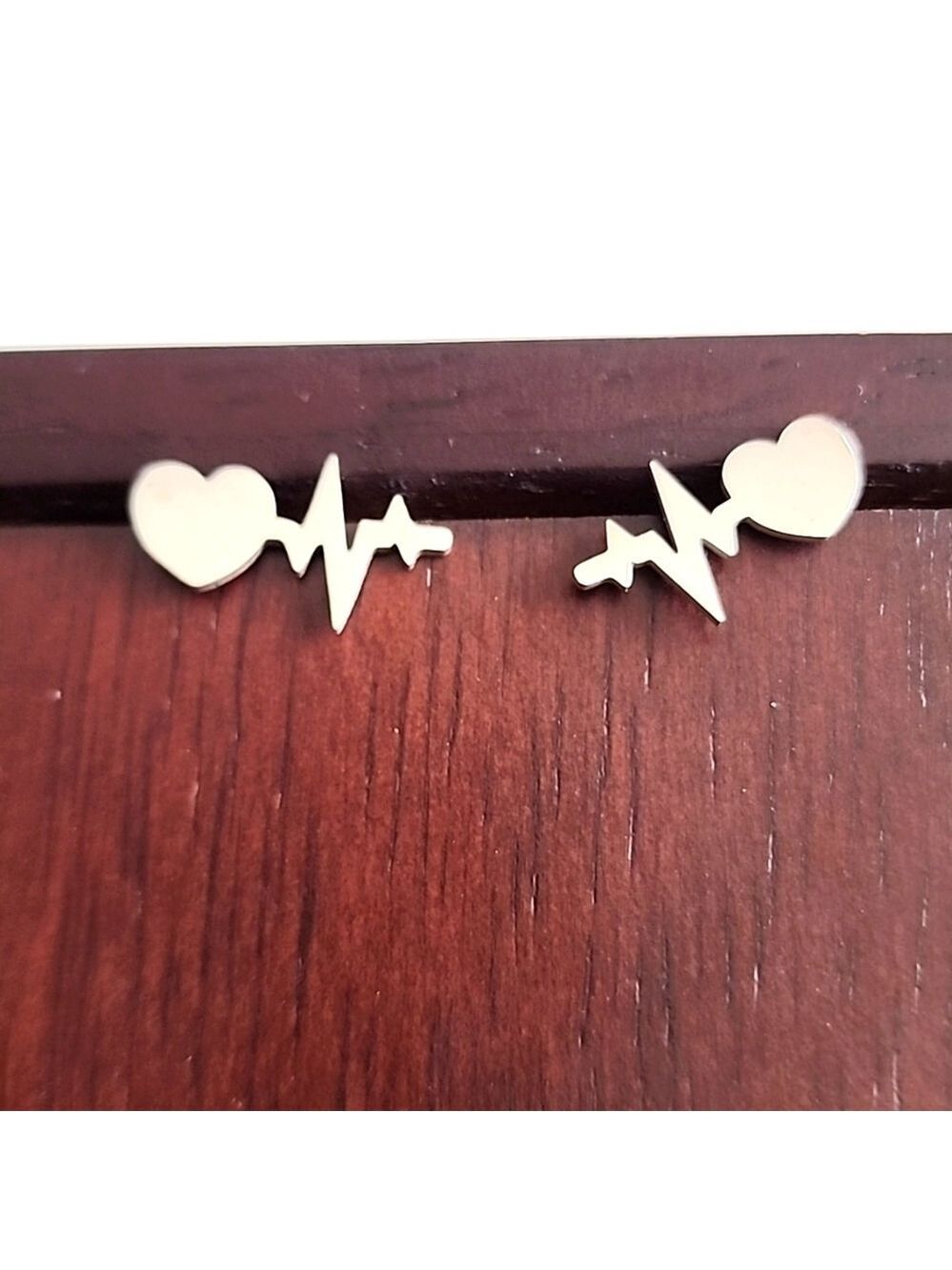 STAINLESS Steel Stud Heartbeat Earrings